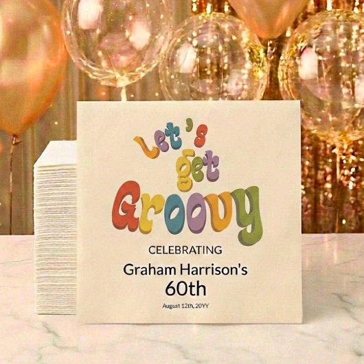 Let's Get Groovy 60th Birthday Party スタンダードカクテルナプキン