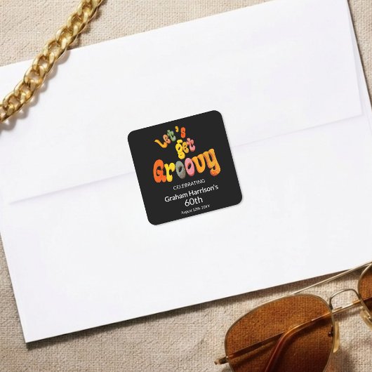 Let's Get Groovy 60th Birthday Party Envelope Seal スクエアシール