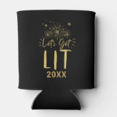 Let's Get Lit金ゴールドタイポグラフィ大晦日パーティー 缶クーラー (裏面)