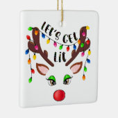 Let's Get Lit （あなたの写真を追加）クリスマスライトCe セラミックオーナメント (右)