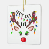 Let's Get Lit （あなたの写真を追加）クリスマスライトCe セラミックオーナメント (左)