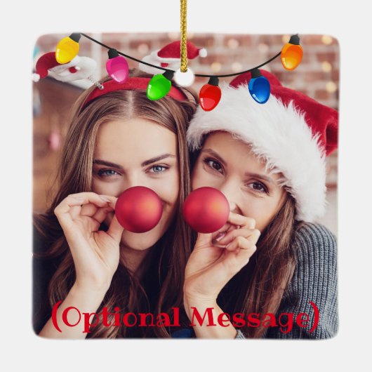 Let's Get Lit （あなたの写真を追加）クリスマスライトCe セラミックオーナメント (裏面)