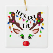 Let's Get Lit （あなたの写真を追加）クリスマスライトCe セラミックオーナメント (正面)