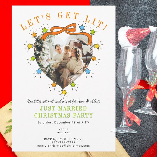 Let's Get Lit! 結婚おめでとう クリスマスパーティーの写真 招待状