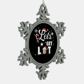 Let's Get Lit Adult Funny X-mas Christmas Essentia スノーフレークピューターオーナメント (左)