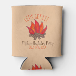 Let's Get Lit Bachelor Party Stag Do キャンプファイヤー キャン 缶クーラー