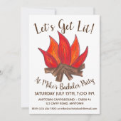 Let's Get Lit Camp Fire Bachelor Party Campout 招待状 (正面)