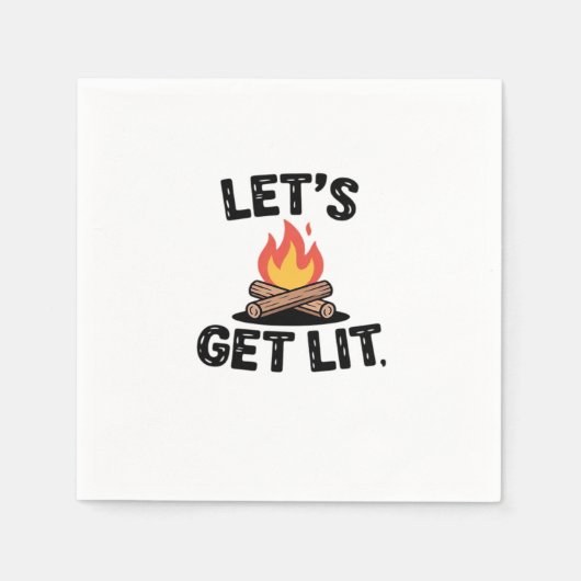 Let's Get Lit - Campfire Vibes - Camping Adventure スタンダードカクテルナプキン (正面)