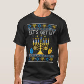 Let's Get Lit Chanukah Hanukkah  Christmas Ugly Sw Tシャツ (正面)