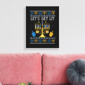 Let's Get Lit Chanukah Hanukkah Funny Christmas Ug キャンバスプリント (インサイチュ (リビング))