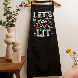Let's Get Lit Christmasパーティー-おもしろいクリスマスライト エプロン