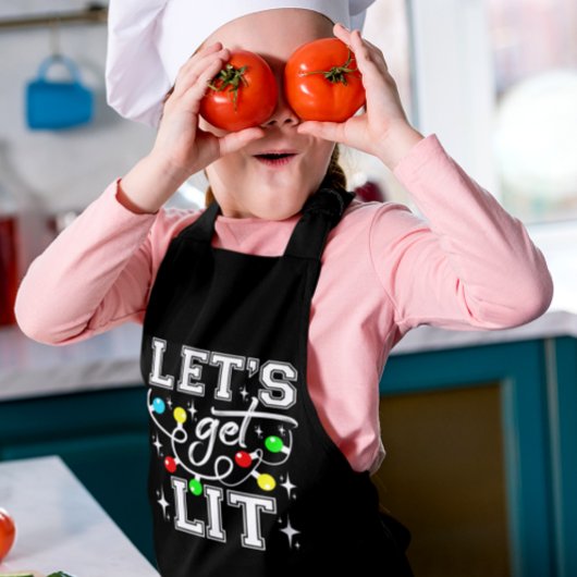 Let's Get Lit Christmasパーティー-おもしろいクリスマスライト エプロン