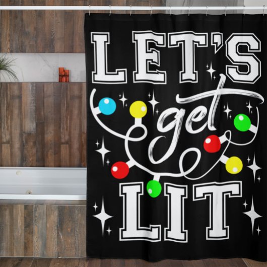 Let's Get Lit Christmasパーティー-おもしろいクリスマスライト シャワーカーテン