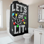 Let's Get Lit Christmasパーティー-おもしろいクリスマスライト シャワーカーテン (インサイチュ)