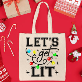Let's Get Lit Christmasパーティー-おもしろいクリスマスライト トートバッグ