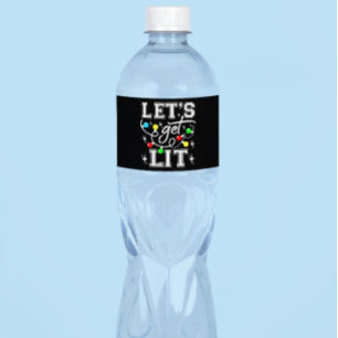 Let's Get Lit Christmasパーティー-おもしろいクリスマスライト ペットボトルラベル