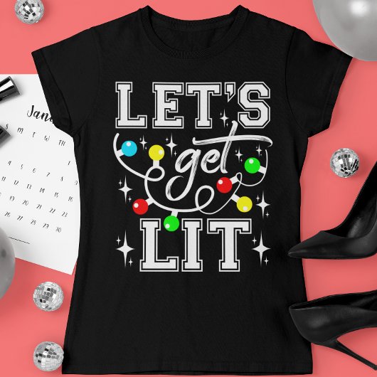 Let's Get Lit Christmasパーティー-おもしろいクリスマスライト Tシャツ