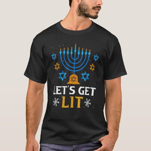 Let's Get Lit  Christmas Hanukkah Jewish Chanukkah Tシャツ (正面)