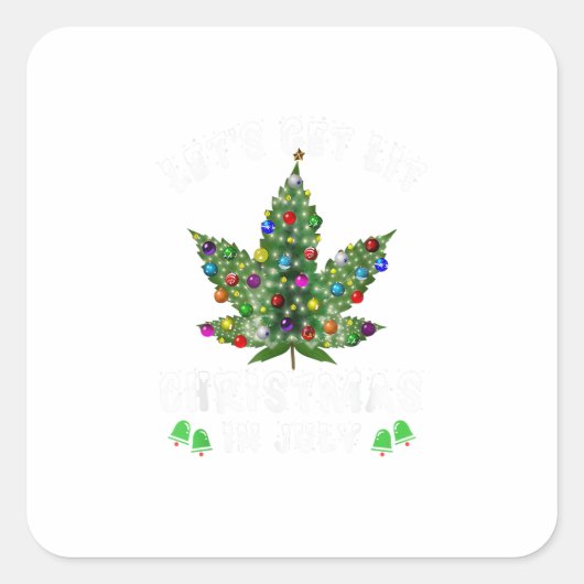 Let's Get Lit Christmas In July Christmas Tree スクエアシール (正面)