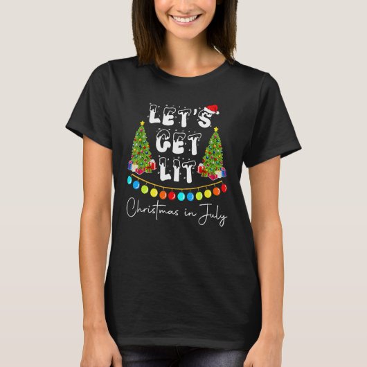 Lets Get Lit Christmas In July Funny Summer Xmas M Tシャツ (正面)