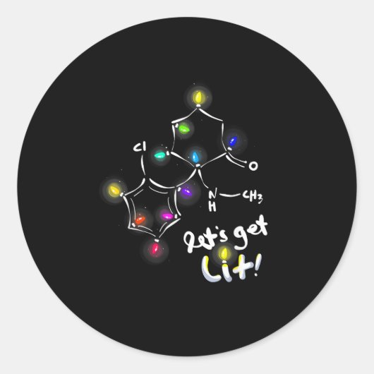 Let's Get Lit Christmas Ketamine ラウンドシール (正面)