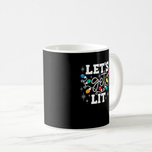 Let's Get Lit Christmas Lights Funny Retro コーヒーマグカップ (正面右)