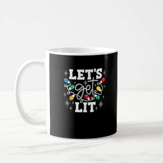 Let's Get Lit Christmas Lights Funny Retro コーヒーマグカップ (左)