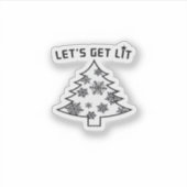 Let's Get Lit Christmas Tree Holiday Lights Essent シール (正面)