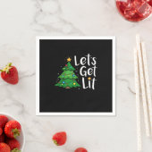 Let's Get Lit Christmas Tree Lights Funny Classic スタンダードカクテルナプキン (インサイチュ)