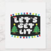 Let's Get Lit Christmas Tree Merry Funny Jokes Sat ワインラベル (シングルラベル)