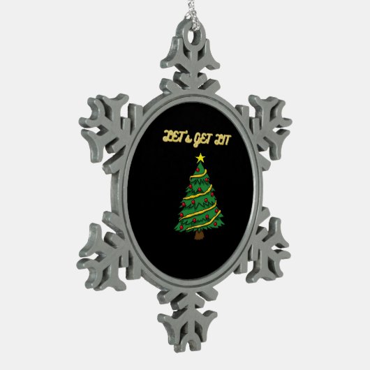 Let's Get Lit Classic Funny Style スノーフレークピューターオーナメント (左)