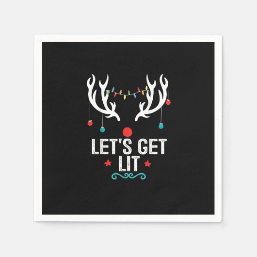 Let's Get Lit Cool Christmas スタンダードカクテルナプキン (正面)