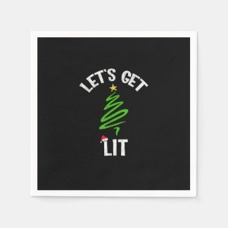 Let's Get Lit Drinking Funny Christmas スタンダードカクテルナプキン