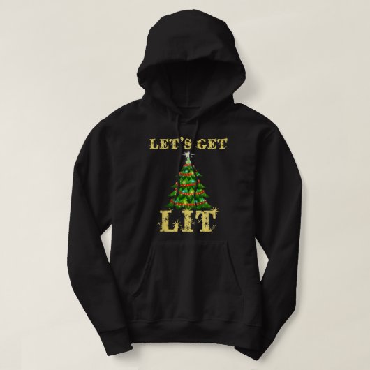 Let's Get Lit Drinking Funny Christmas  パーカ (デザイン正面)
