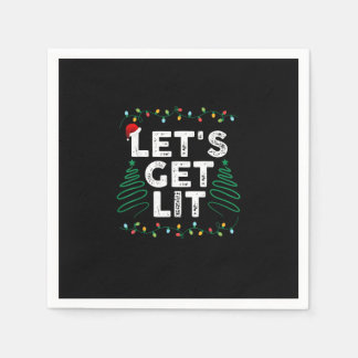 Let's Get Lit Drinking Funny Christmas Gift スタンダードカクテルナプキン