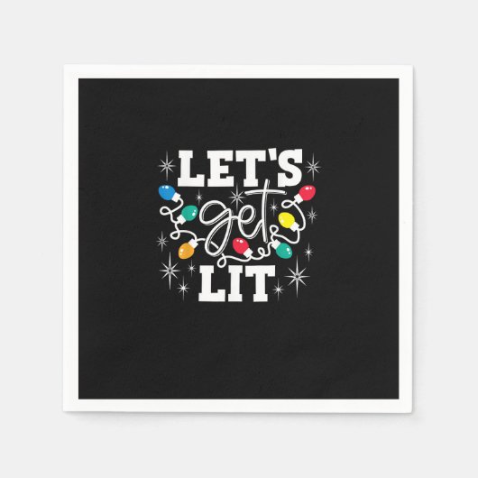 Let's Get Lit Drinking Santa Hat Christmas Lights  スタンダードカクテルナプキン (正面)