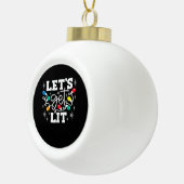 Let's Get Lit Drinking Santa Hat Christmas Lights セラミックボールオーナメント (右)