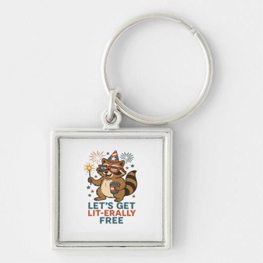 Let's Get Lit-erally Free Design - Fun Party Quote キーホルダー (正面)