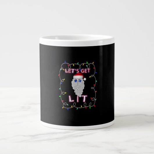 Let's Get Lit Funny Christmas Drinking ジャンボコーヒーマグカップ (正面)
