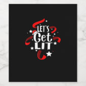Let's Get Lit Funny Christmas Drinking Men Women ワインラベル (シングルラベル)
