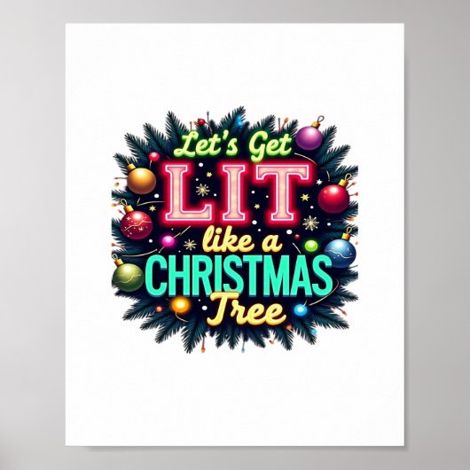 Let's Get Lit -  Funny Christmas Pun Graphic Holid ポスター (正面)