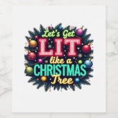 Let's Get Lit - Funny Christmas Pun Graphic Holid ワインラベル (シングルラベル)
