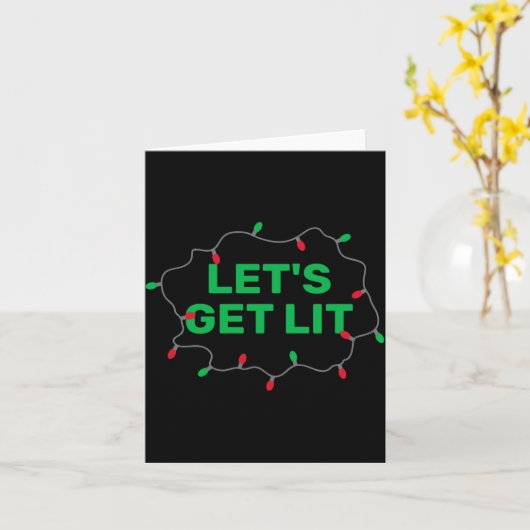 Lets Get Lit Funny Christmas Quote  カード (黄色い花)