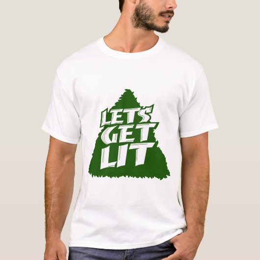 "Let's Get Lit" Funny Christmas Tree Holiday Party Tシャツ (正面)