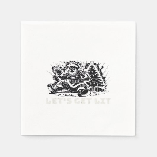 Let's Get Lit Funny Christmas Vibe Classic スタンダードカクテルナプキン (正面)