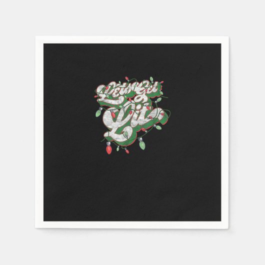 Let's Get Lit - Funny Drinking Christmas Light Gra スタンダードカクテルナプキン (正面)