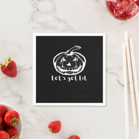 Let's Get Lit Funny Halloween Pumpkin For A Hallow スタンダードカクテルナプキン (インサイチュ)