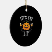 Let's Get Lit Halloween Beer Drinker セラミックオーナメント (右)