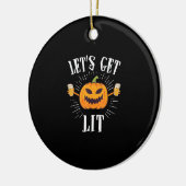 Let's Get Lit Halloween Beer Drinker セラミックオーナメント (左)