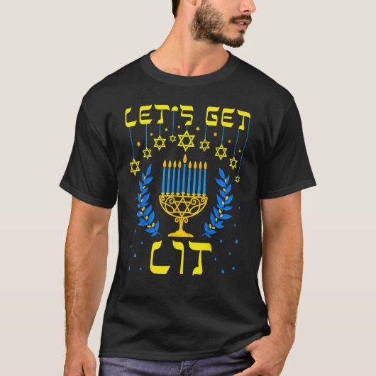 Let's Get Lit Hanukkah  Jew Menorah Jewish Chanukk Tシャツ (正面)